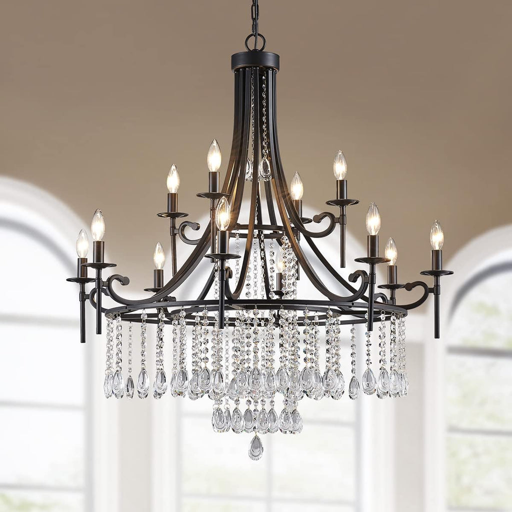 6-Light Wagon Wheel Candle Chandelier Black V753767