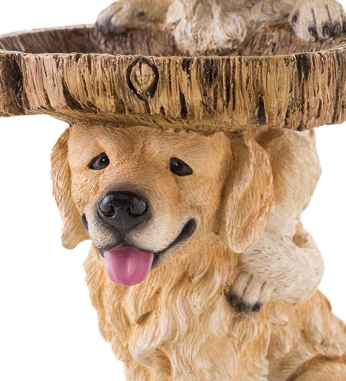 Two Playful Golden Retriever Puppies Resin Birdbath, 13¼ Dia. x 22 H T606178