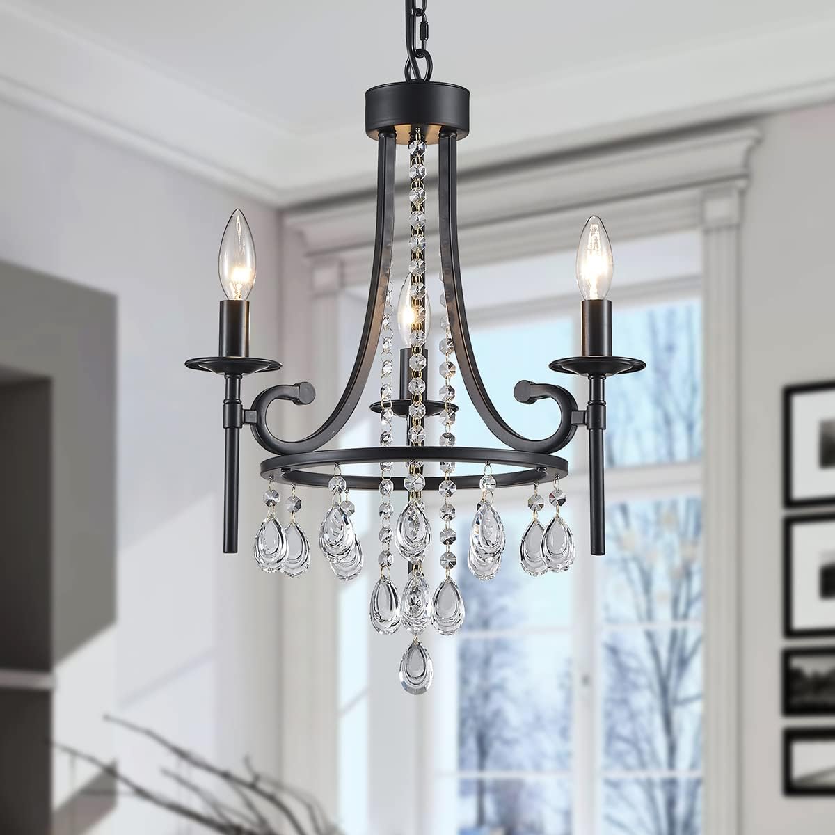 6-Light Wagon Wheel Candle Chandelier Black V753767
