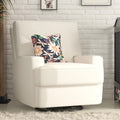White Linen Swivel Glider Recliner Chair W494