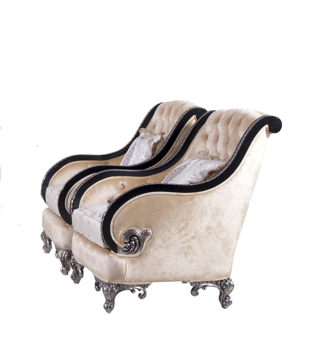 Black & Silver Wood Trim Chair Set 2 T780721