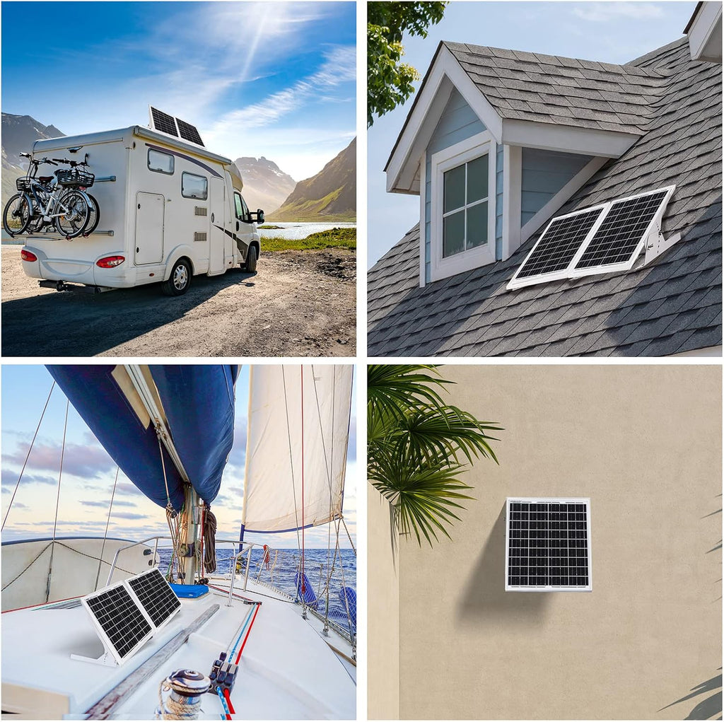 30 Watt 12V Solar Panel Kit with Adjustable Tilt Mount Brackets and 5A 12V/24V PWM Solar Charge Controller U249928