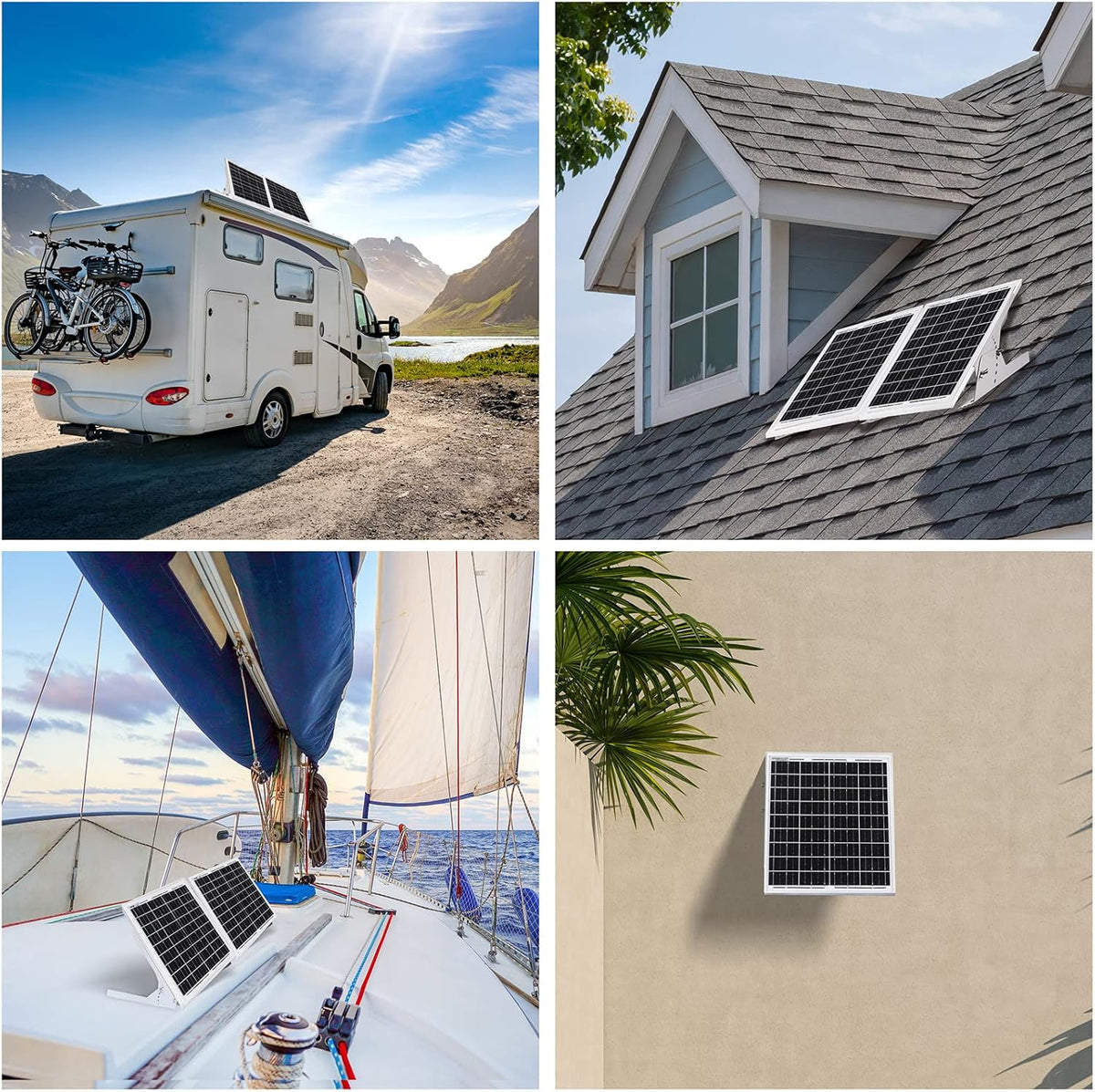 30 Watt 12V Solar Panel Kit with Adjustable Tilt Mount Brackets and 5A 12V/24V PWM Solar Charge Controller U249928