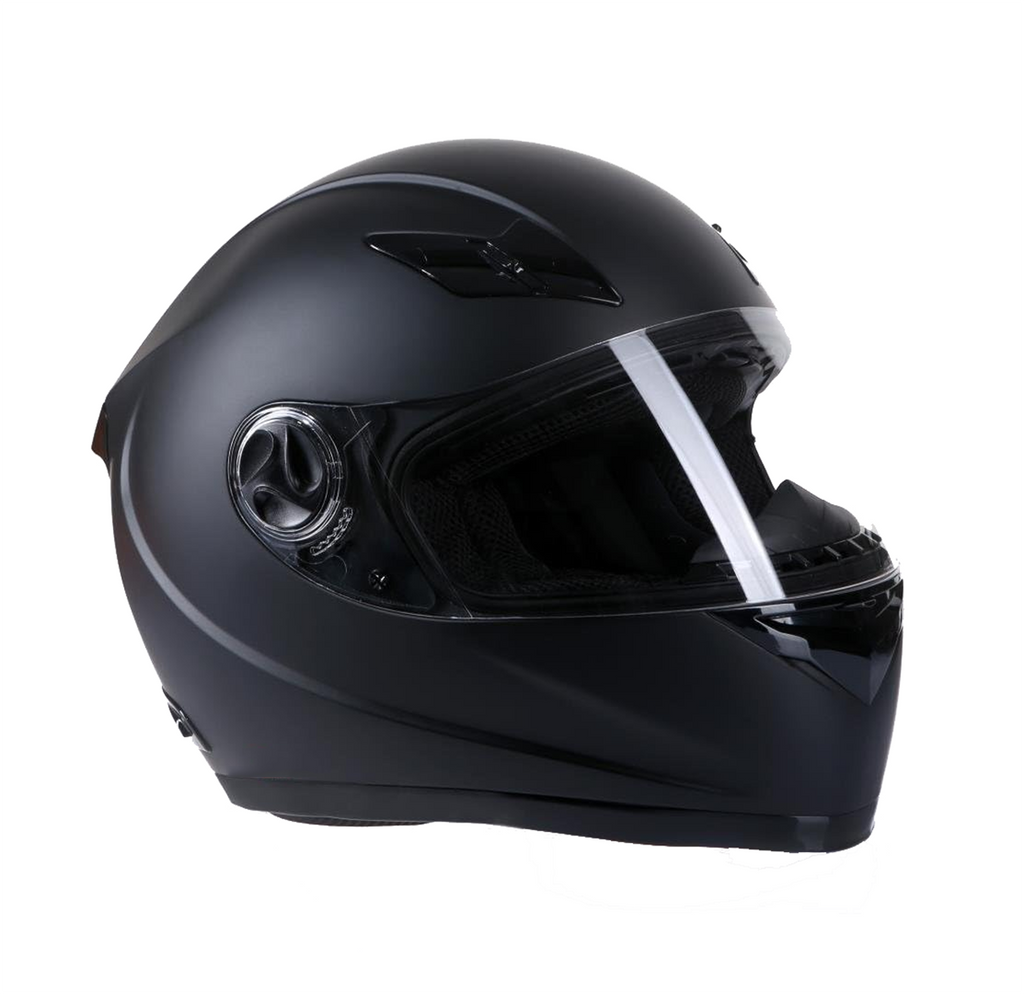 Matt Black Motorcycle Helmet with Clear and Tinted Visors (XXL) L669