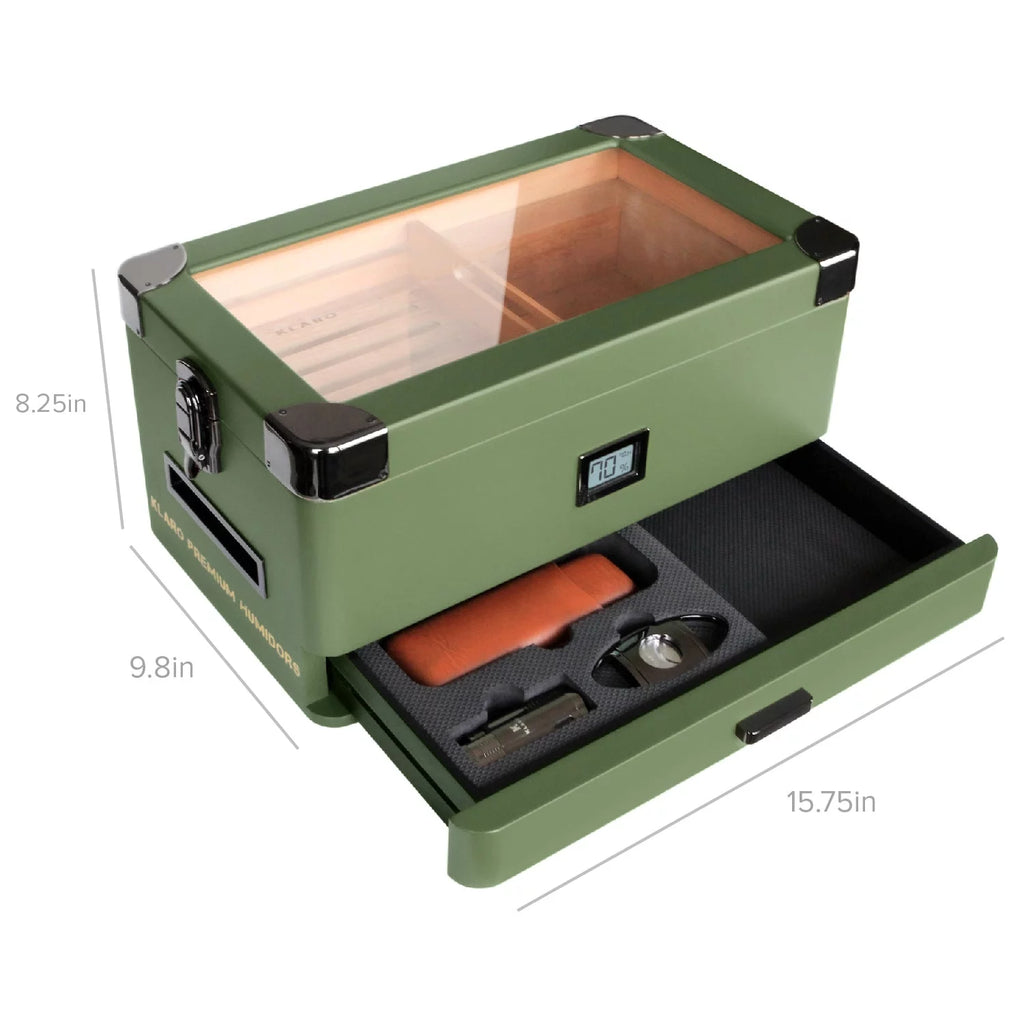 Glass Top Humidor with Front Hygrometer J75340