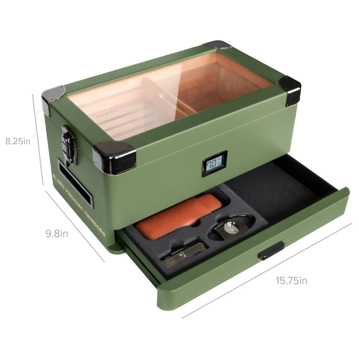 Glass Top Humidor with Front Hygrometer J75340