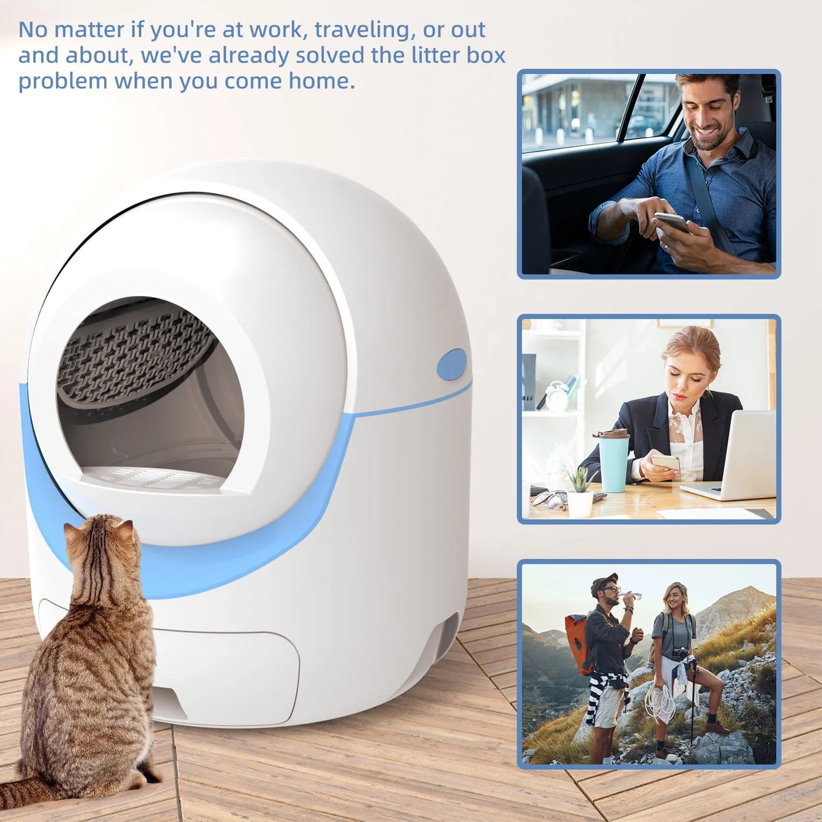 2.4G Wifi Self Cleaning Litter Box with 40 Litter Liners E673
