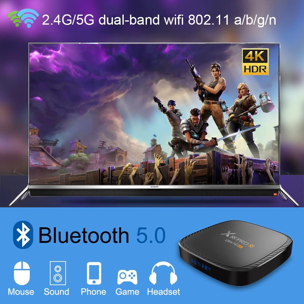 Smart TV Box with Mini Wireless Backlit Keyboard, 4G RAM 64G ROM, USB 3.0, Ultra HD 6K, HDR 10+, Dual Band WiFi, BT4.2, Android 11.0, Pack of 2 B812