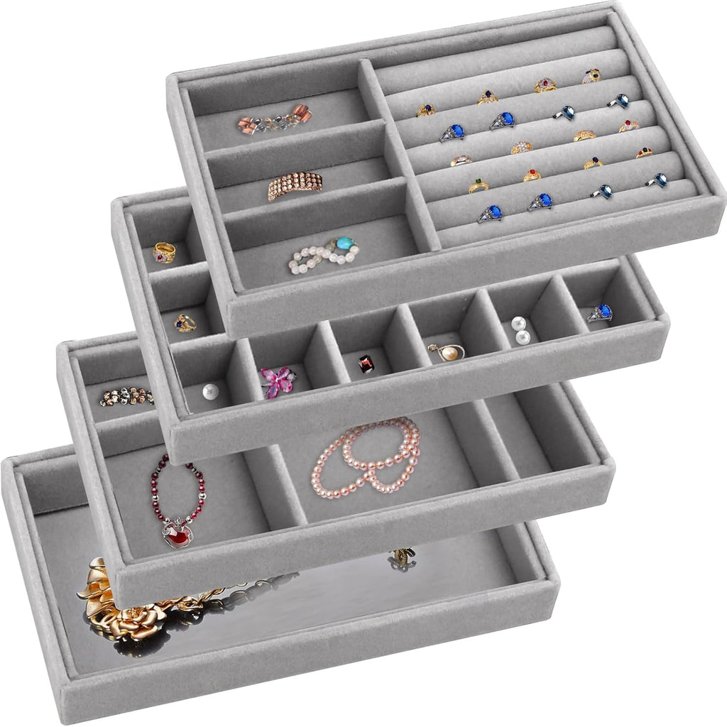 4 Pcs Velvet Jewelry Organizer Trays W8332