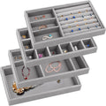 4 Pcs Velvet Jewelry Organizer Trays W8332