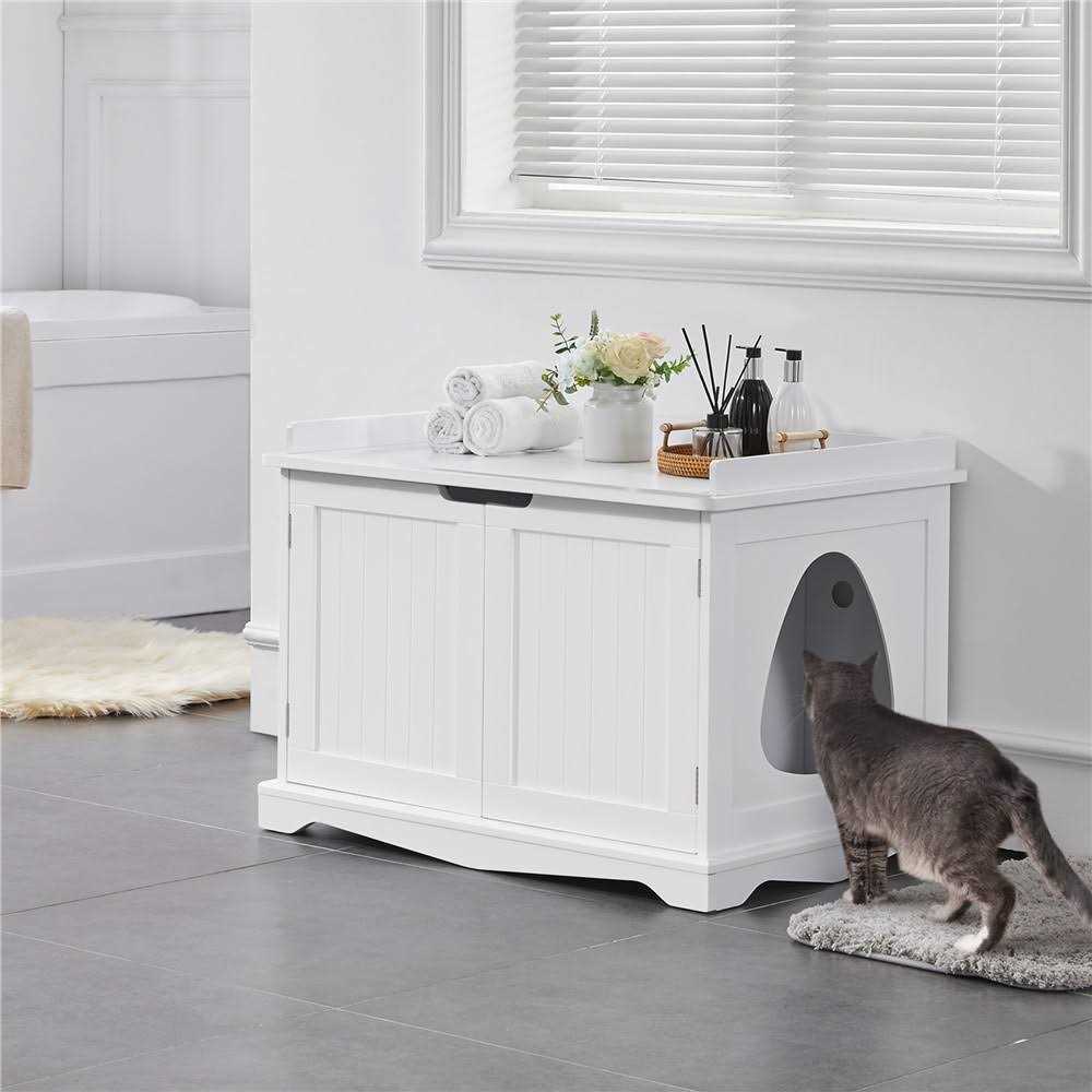 Cat Litter Box Enclosure Wooden Side Table Q388232