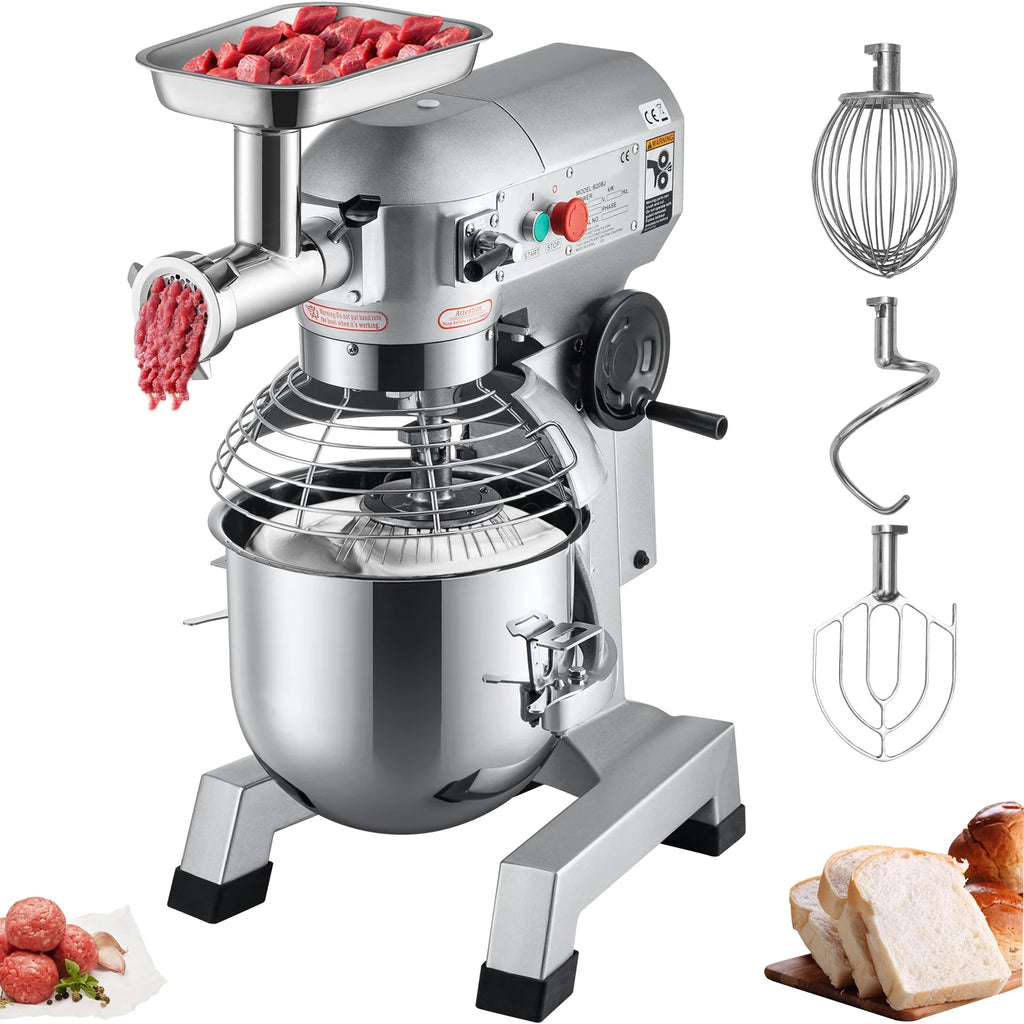 Commercial Stand Mixer with Meat Grinder, 20Qt Stainless Steel Bowl, 1100W R33390
