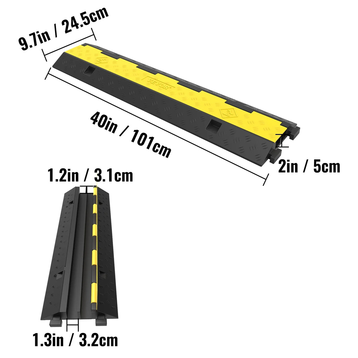 4 Packs 2 Channels Rubber Cable Protector Ramp D3432