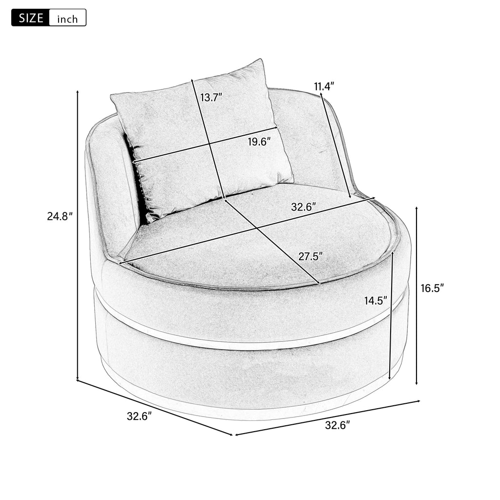 Blue Velvet Swivel Accent Barrel Chair with Seat Cushion R160