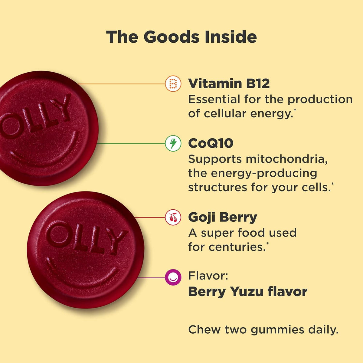 Caffeine Free Vitamin B12 CoQ10 Gummy Supplement, 60 Count Y5270