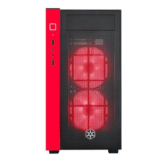 Micro-ATX Case with Tempered Glass Side Panel RGB Fans Black & Red Z58723