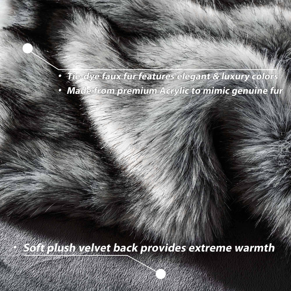 Grey 60"x80" Faux Fur Throw Blanket Y98135