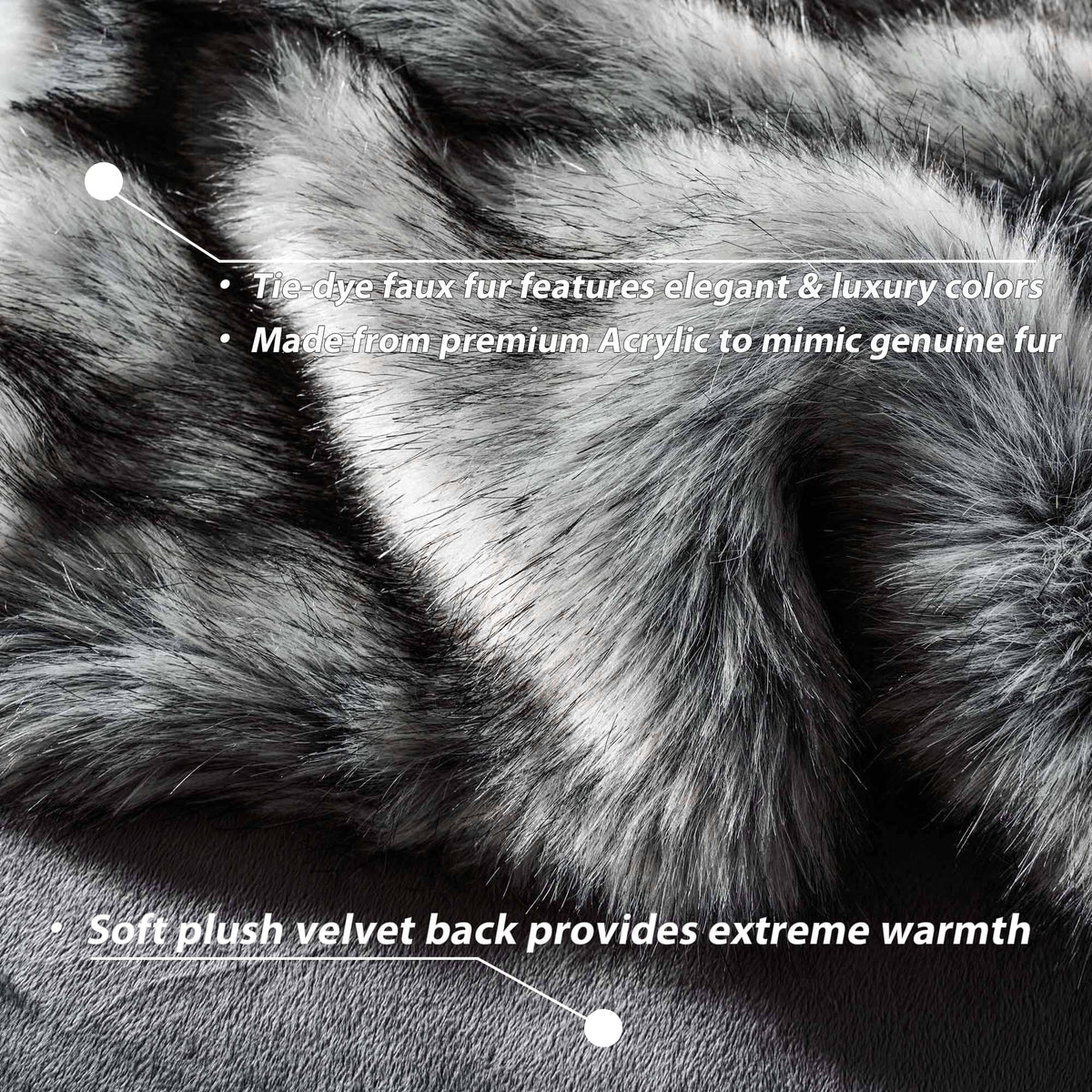 Grey 60"x80" Faux Fur Throw Blanket Y98135