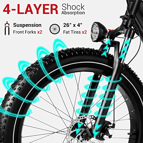 750W 48V 17.5Ah Battery 26"x4" Fat Tire Electric Bike M7042
