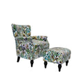 Botanical Velvet Arm Chair and Ottoman J1128