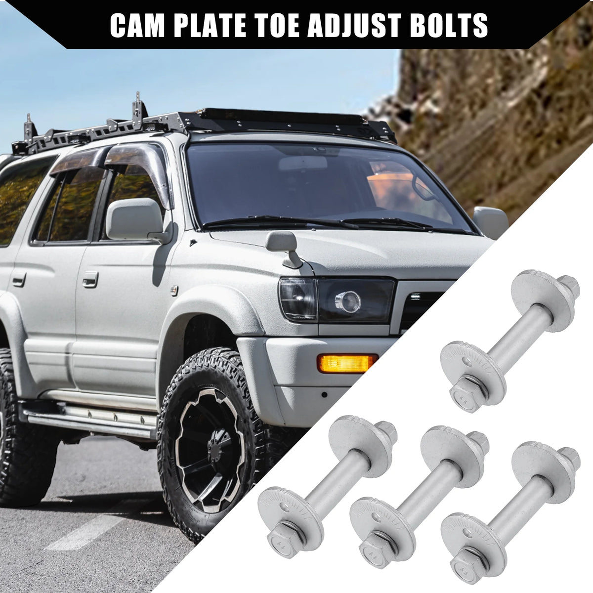 Cam Plate Toe Adjust Bolts for Toyota 4Runner 1995-2004 Metal 4 Sets Silver Tone X681154