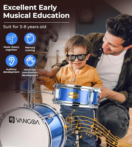 Kids 3-Piece Drum Set with Throne Cymbal Pedal & Drumsticks T4724