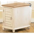 Chair Side Table, 16 inch x 25 inch x 24 inch, Bisque with Natural Pine E732009