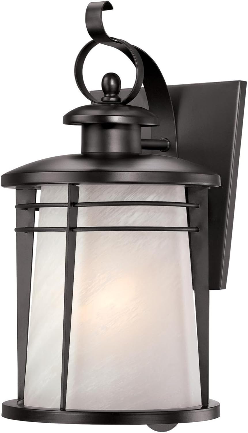Weathered Bronze Steel White Alabaster Glass Exterior Wall Lantern Q655