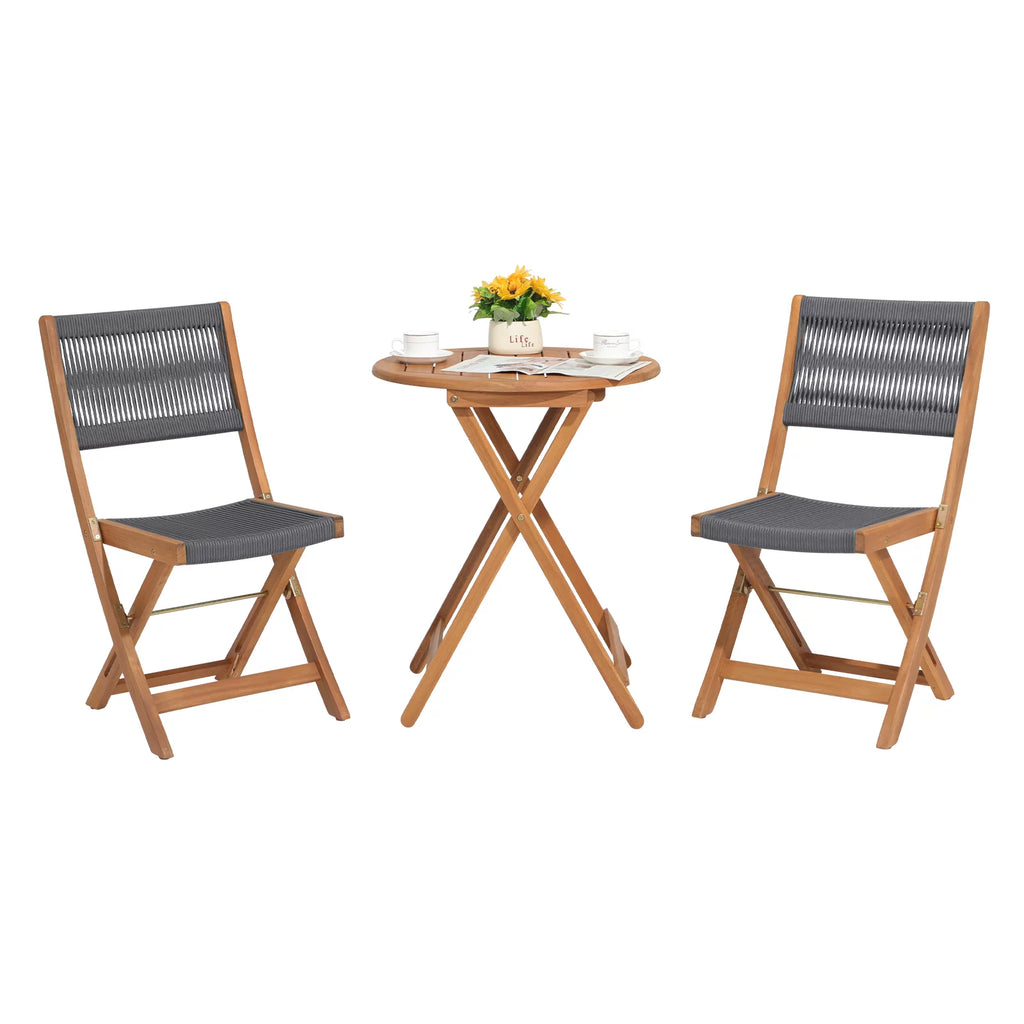 Acacia Wood Patio Bistro Set 3 Piece Gray L40936