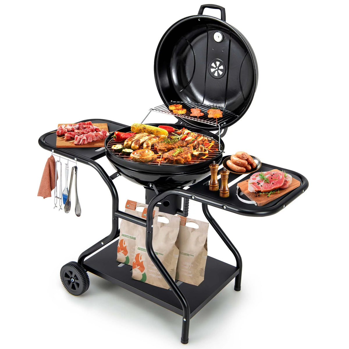 22 inch Charcoal BBQ Grill with Thermometer P8043