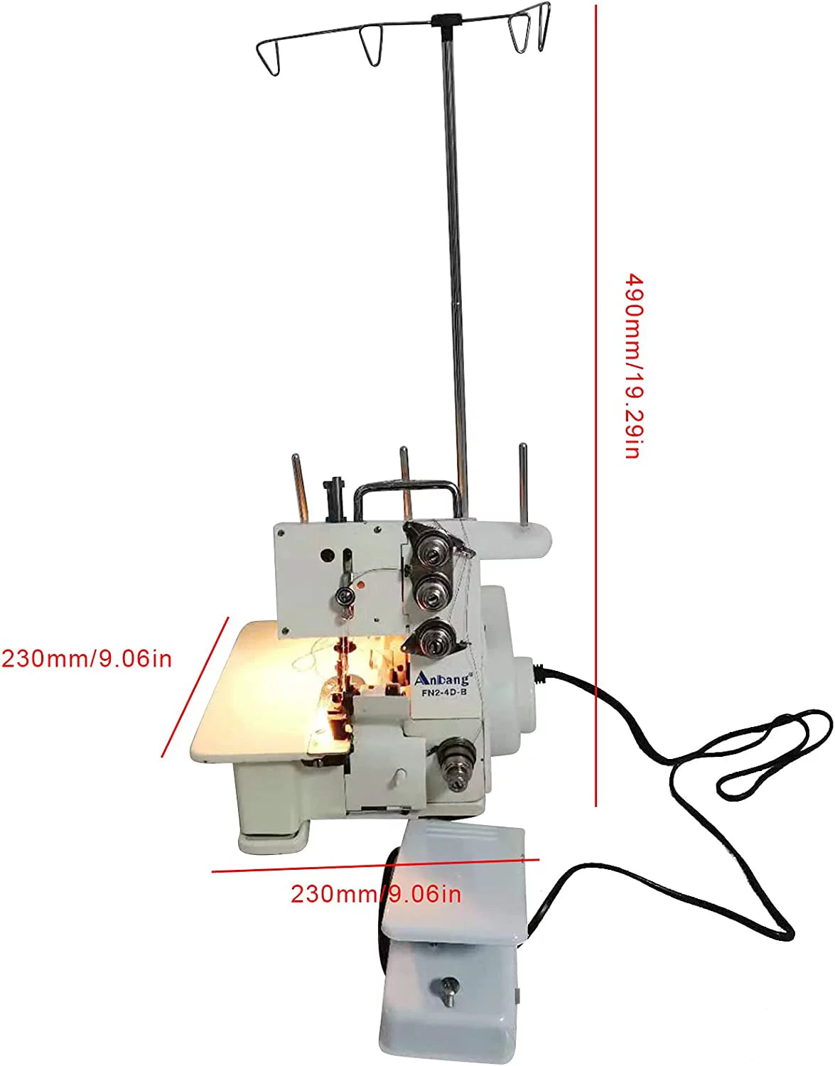 Four-Thread Overlock Serger Sewing Machine with Foot Controller T3055