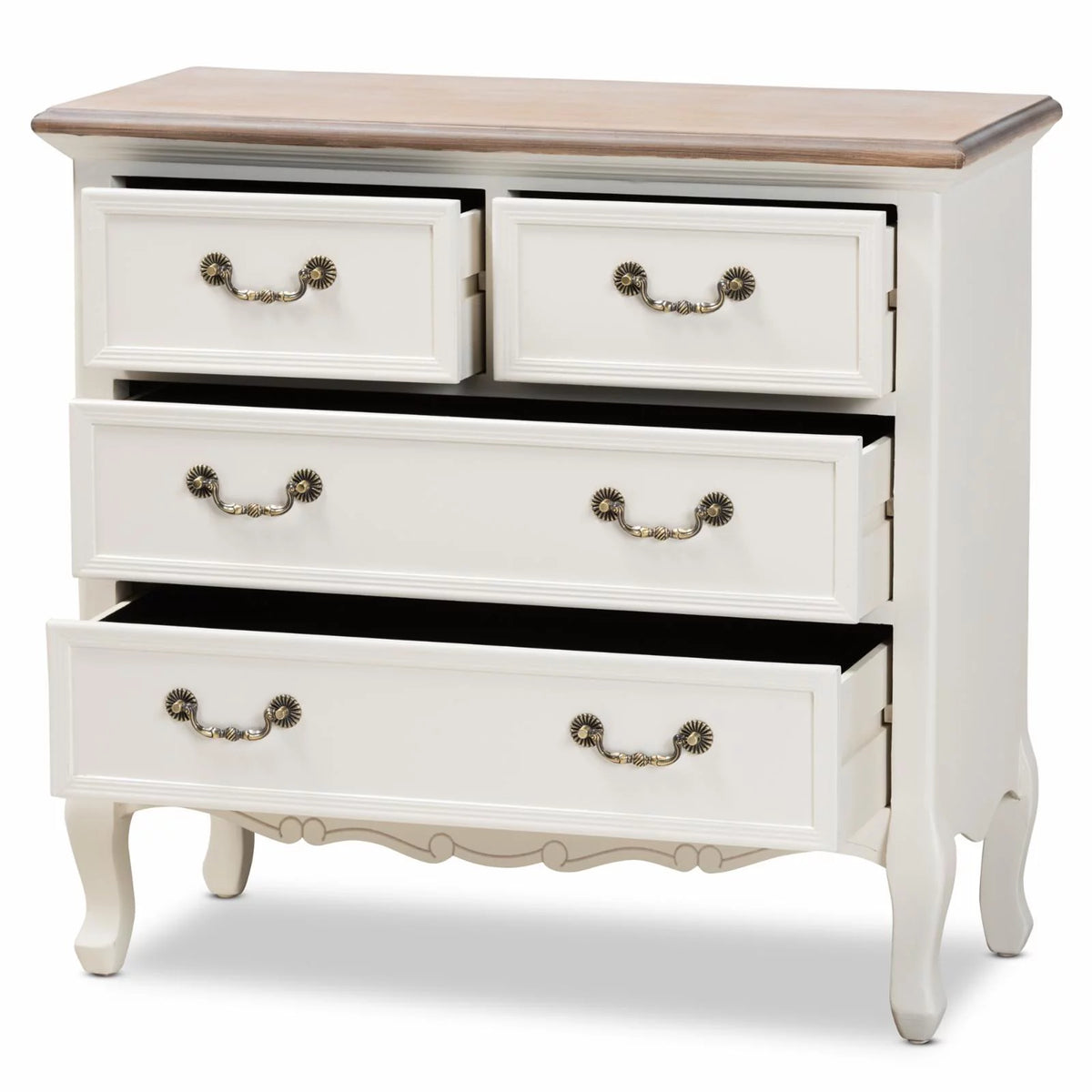 White and Oak 4-Drawer Accent Dresser L981078