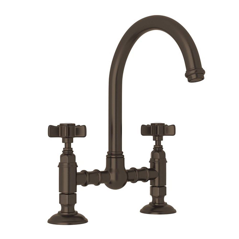 Country Kitchen Bridge Faucet with Five Spoke Handles, Tuscan Brass I18477
