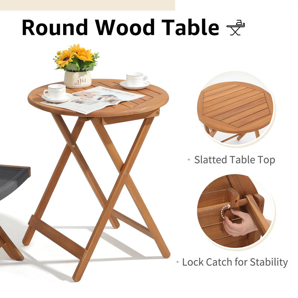 Acacia Wood Patio Bistro Set 3 Piece Gray L40936