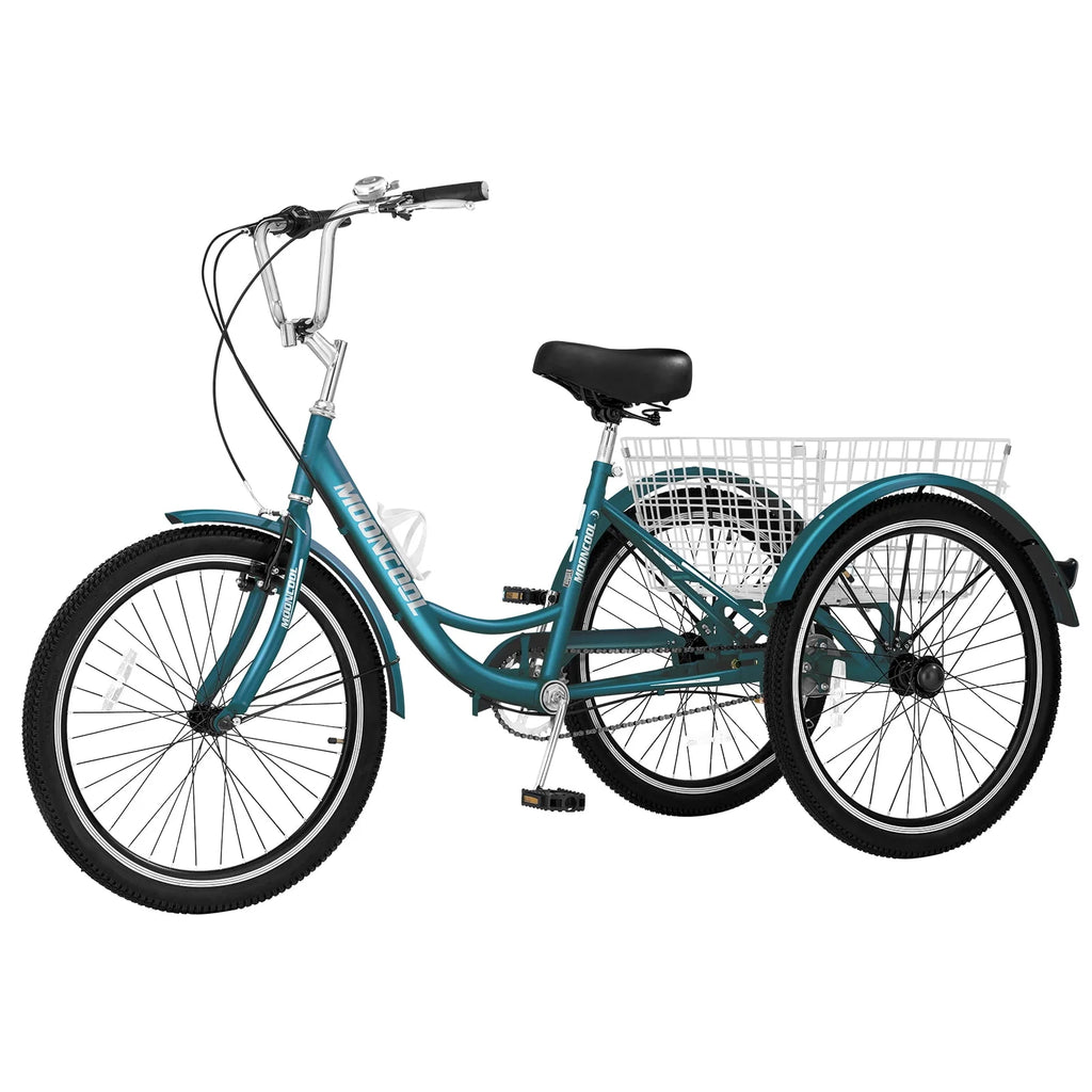 24 Inch Single Speed Adult Tricycle with Basket S574177