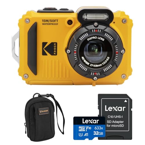 Blue 16MP Waterproof Rugged Digital Camera with 32GB Memory Card and Camera Bag Y92625