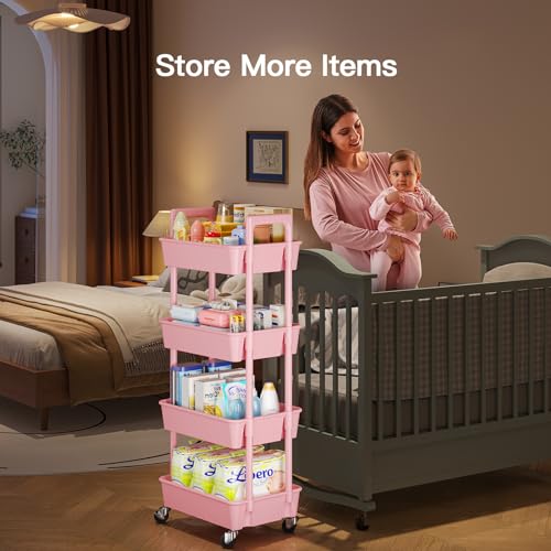 White 3 Tier Plastic Rolling Cart with Lockable Wheels B8386