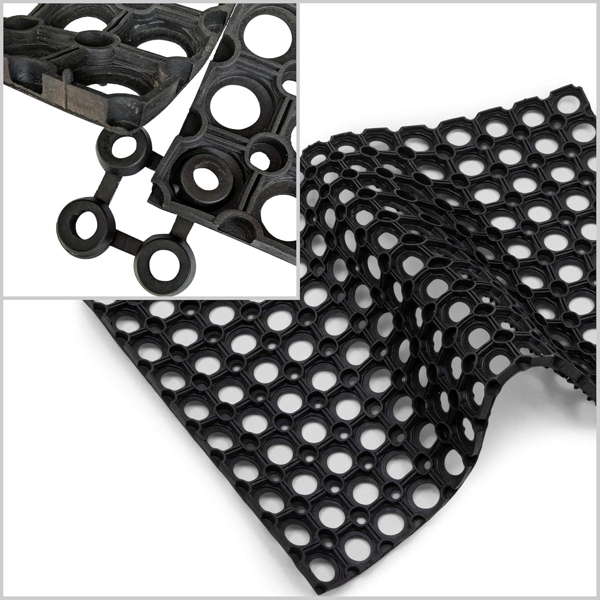 Interlocking Rubber Drainage Floor Mat 24 x 16 inches 12 Mats J33664