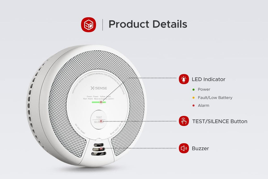 Pack of 3 Wireless Interconnected Smoke and Carbon Monoxide Detector J944246