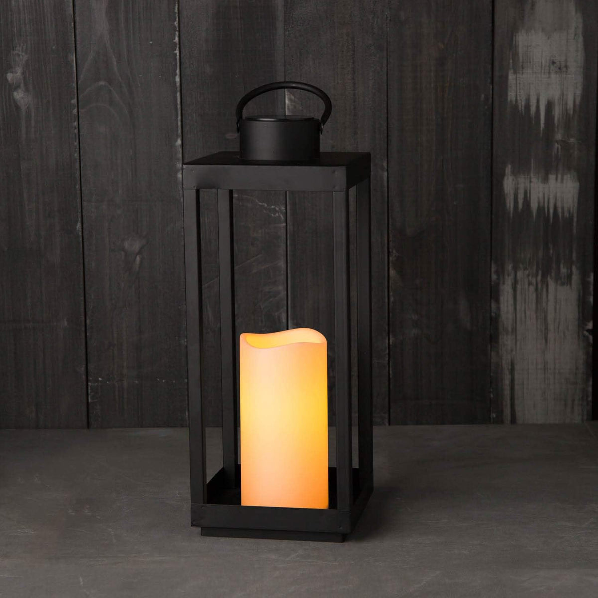 Large Outdoor Solar Lantern with Flameless Pillar Candle L558