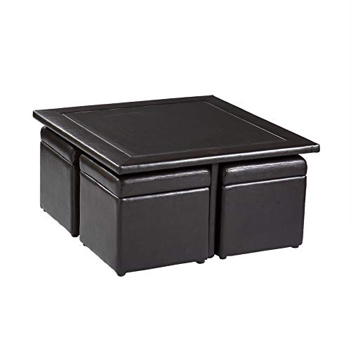 Dark Chocolate Nesting Coffee Table and Storage Ottomans Set X401743