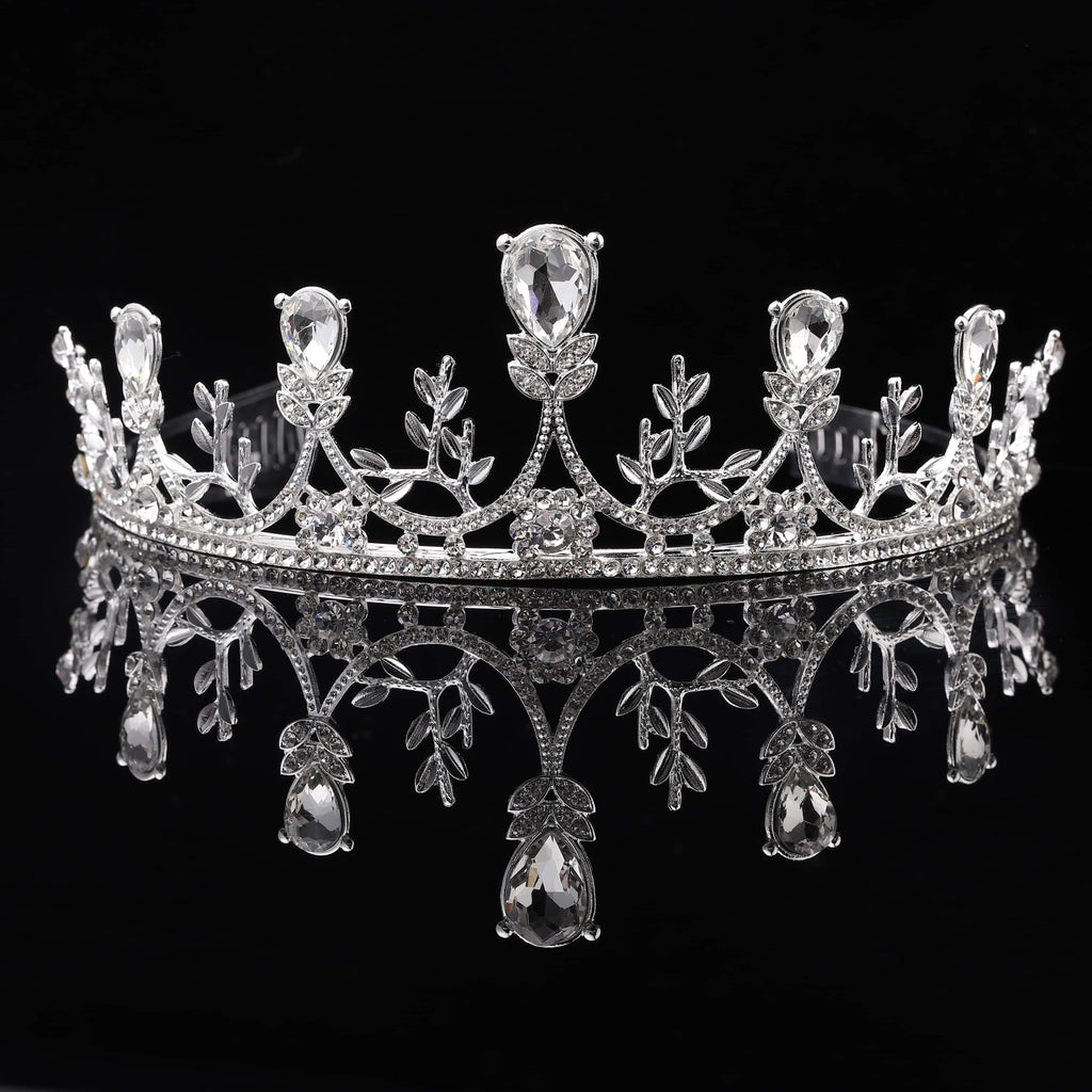 White Glass Crystal Crown Tiara Rhinestone Fashion Jewelry N688849