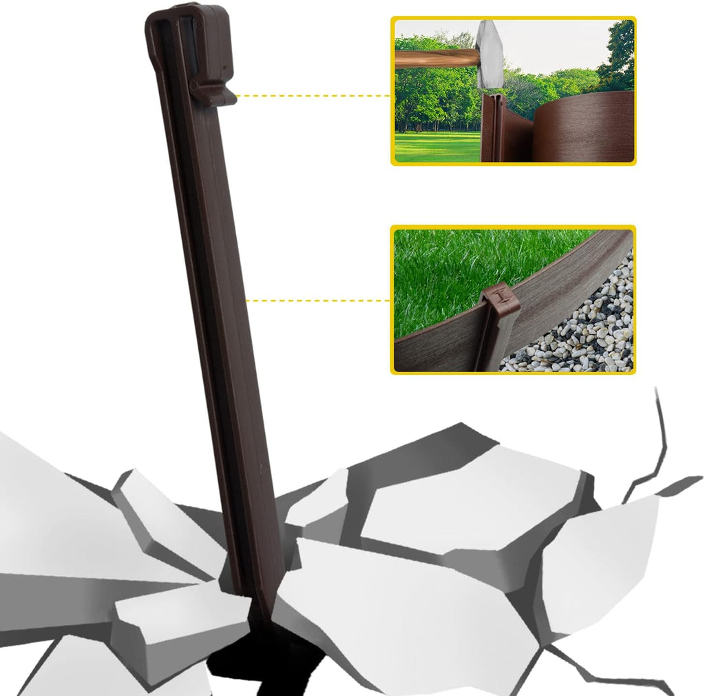40 feet Length 5 inch Height 12 Stakes Included Wood Grain Garden Borders Brown L9734