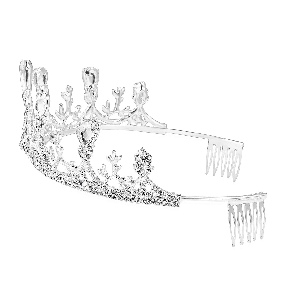 White Glass Crystal Crown Tiara Rhinestone Fashion Jewelry N688849