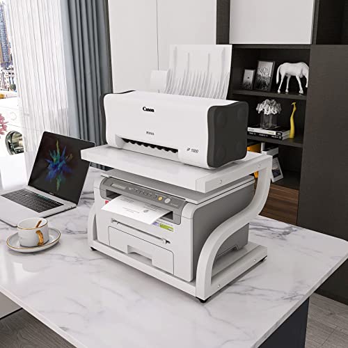 2 Tiers Wood Desktop Printer Stand with Storage D413245