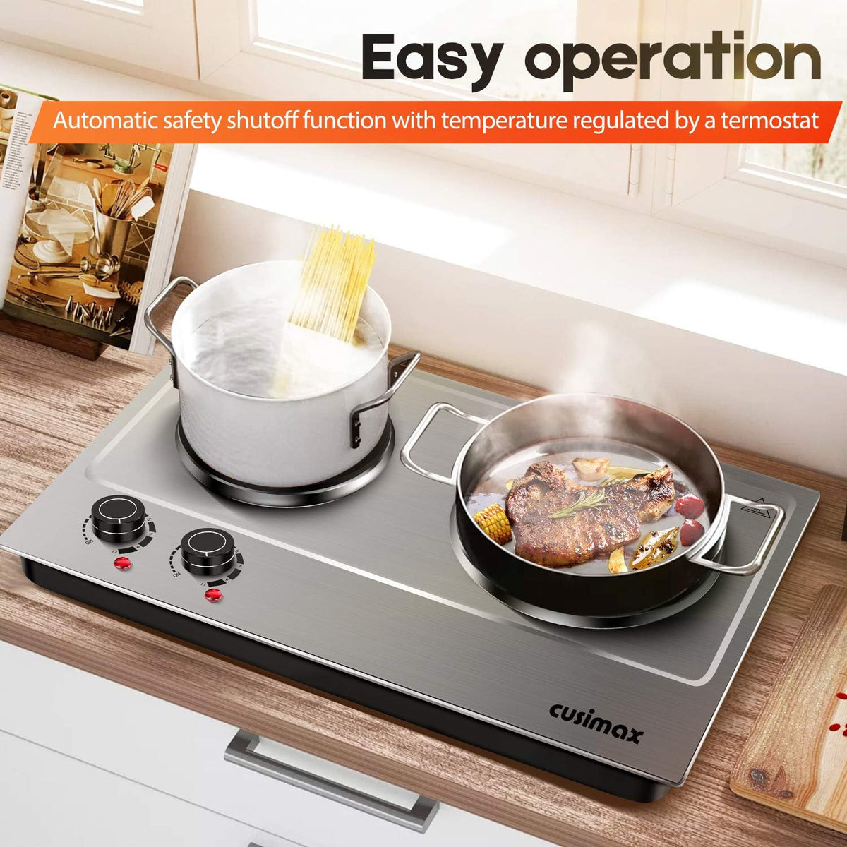 1800W Stainless Steel Double Electric Hot Plate T536306