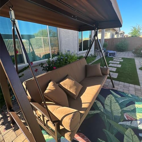 Grey 3-seat Outdoor Swing Chair with Canopy and Cup Holder C603