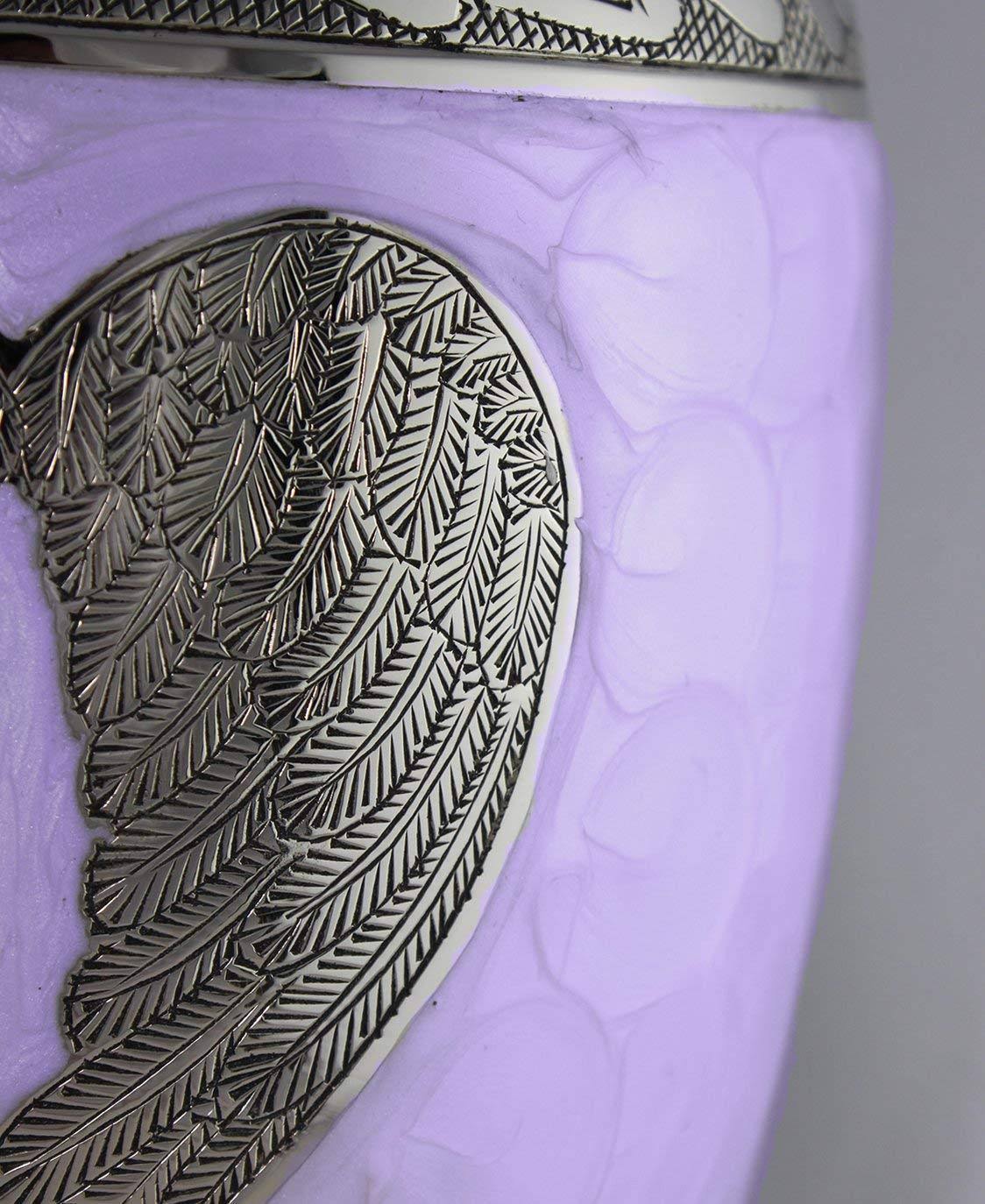 Lilac/Silver Angel Wings Cremation Urns V433