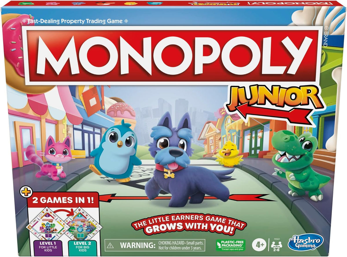 Monopoly Junior Board Game, 2-Sided Gameboard, 2 Games in 1 L129611