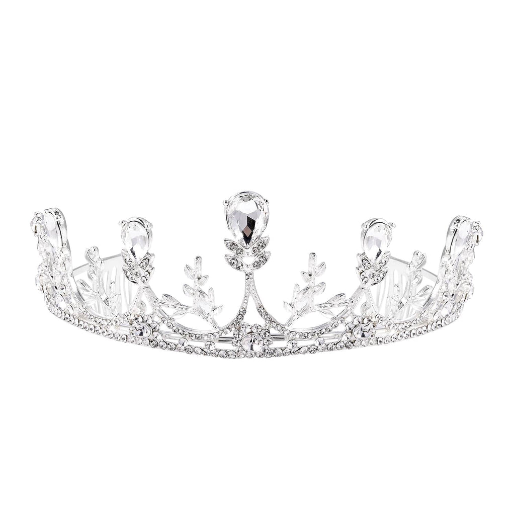 White Glass Crystal Crown Tiara Rhinestone Fashion Jewelry N688849